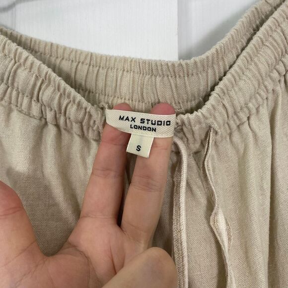 Max Studio Tan Cream Wide Leg Linen Pants Size S - Picture 5 of 6